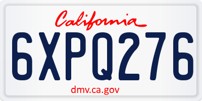 CA license plate 6XPQ276