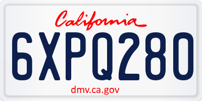 CA license plate 6XPQ280