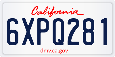 CA license plate 6XPQ281