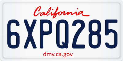 CA license plate 6XPQ285