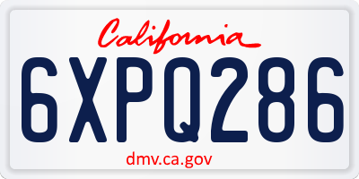 CA license plate 6XPQ286