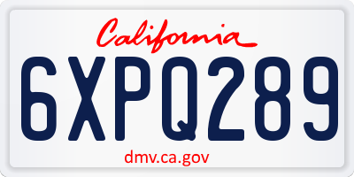 CA license plate 6XPQ289