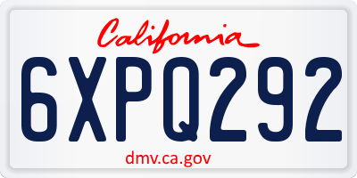 CA license plate 6XPQ292