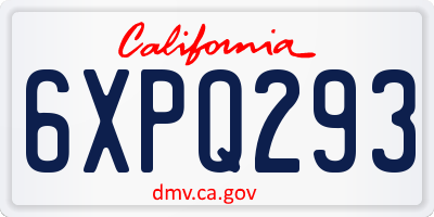 CA license plate 6XPQ293