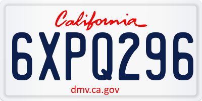 CA license plate 6XPQ296