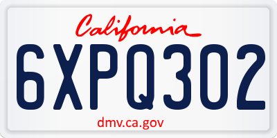 CA license plate 6XPQ302