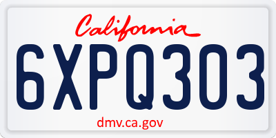 CA license plate 6XPQ303
