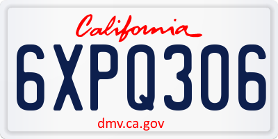 CA license plate 6XPQ306