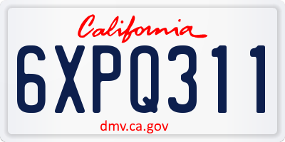 CA license plate 6XPQ311