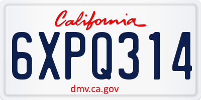 CA license plate 6XPQ314