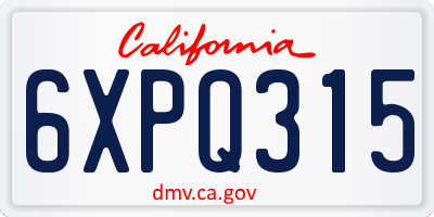 CA license plate 6XPQ315