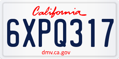 CA license plate 6XPQ317