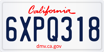 CA license plate 6XPQ318
