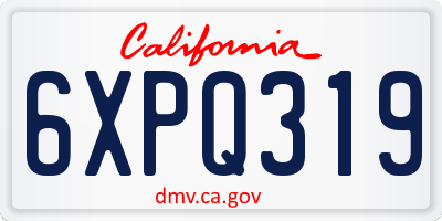 CA license plate 6XPQ319