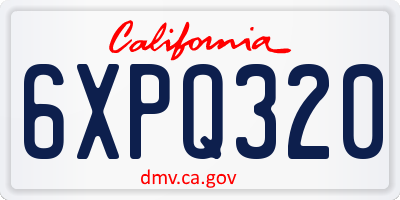 CA license plate 6XPQ320