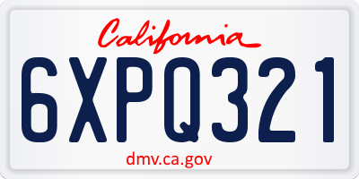 CA license plate 6XPQ321
