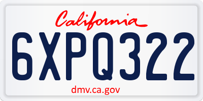 CA license plate 6XPQ322