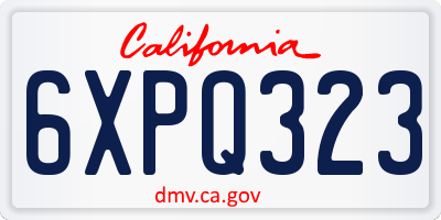 CA license plate 6XPQ323