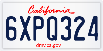 CA license plate 6XPQ324