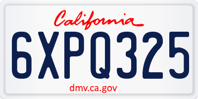 CA license plate 6XPQ325
