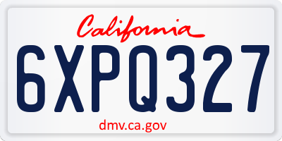 CA license plate 6XPQ327