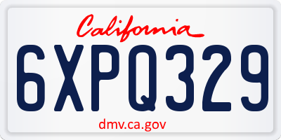 CA license plate 6XPQ329