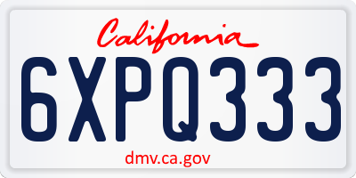 CA license plate 6XPQ333