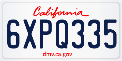 CA license plate 6XPQ335