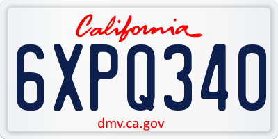 CA license plate 6XPQ340