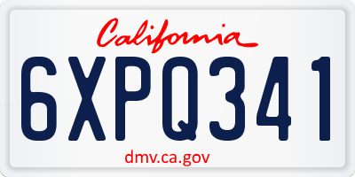 CA license plate 6XPQ341