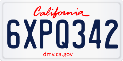 CA license plate 6XPQ342