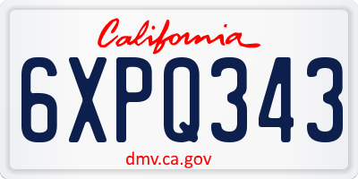 CA license plate 6XPQ343