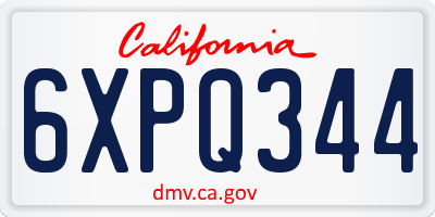 CA license plate 6XPQ344