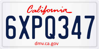 CA license plate 6XPQ347