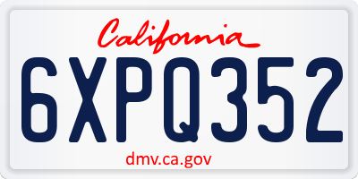 CA license plate 6XPQ352