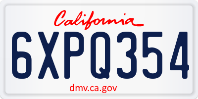 CA license plate 6XPQ354