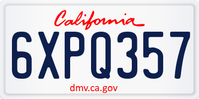 CA license plate 6XPQ357