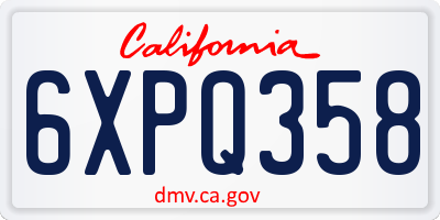 CA license plate 6XPQ358