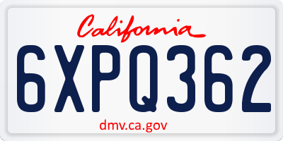 CA license plate 6XPQ362