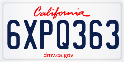 CA license plate 6XPQ363