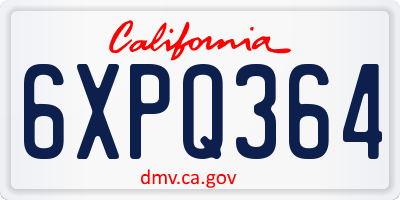 CA license plate 6XPQ364
