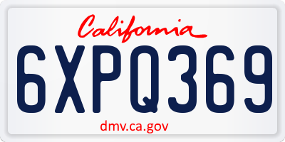 CA license plate 6XPQ369
