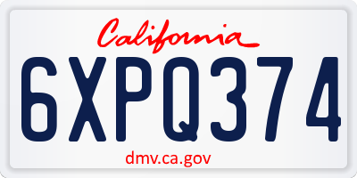 CA license plate 6XPQ374