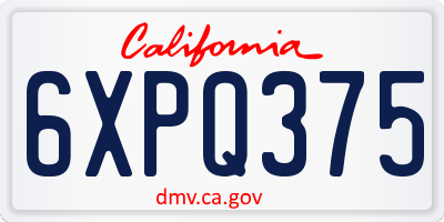 CA license plate 6XPQ375
