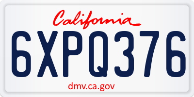 CA license plate 6XPQ376