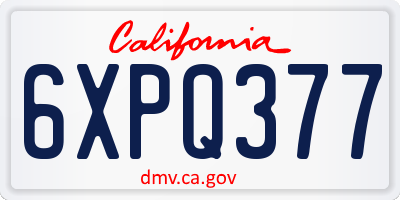 CA license plate 6XPQ377