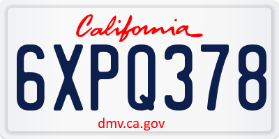 CA license plate 6XPQ378