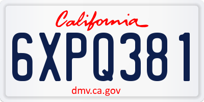 CA license plate 6XPQ381