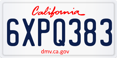 CA license plate 6XPQ383
