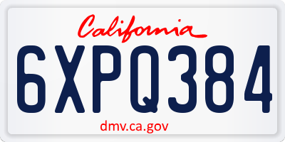 CA license plate 6XPQ384